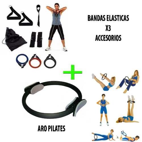 Kit Yoga Pilates Aro Pilates + 3 Bandas Elasticas + Bosu Equ