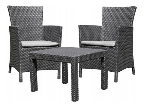 Silla X 2 + Mesa Set Balcón Sillon Jardin Keter Almohadones