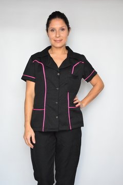 Chaqueta Negra Con Vivos Fucsia - comprar online