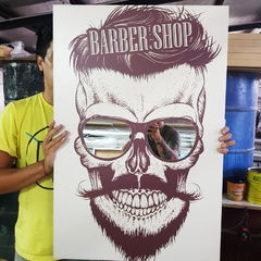 Calavera barbershop - Cuadro con espejos v/tamaños en internet