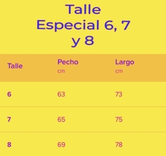 Remera Spun Talle Especial 6 y 7 - oncetex