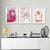 Kit 3 Quadros decorativos Flamingo Aquarela Com moldura e vidro - comprar online