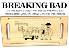 Imagen de TABLA DE ASADO Y PICADAS CON GRABADO LASER BREAKING BAD