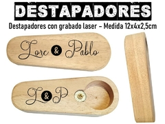 Destapadores en madera con grabado laser casamientos cumple 15 regalos - comprar online