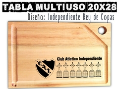 Independiente Tabla multiuso con grabado laser. Regalos originales y utilizables