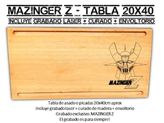 MAZINGER Z TABLA PARA ASADOS O PICADAS CON GRABADO LASER - REGALOS DE CUMPLEAÑOS ORIGINALES! - PICATABLAS GRABADO LASER