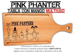 PINK PHANTER TABLA DE ASADO PICADAS Y MERIENDAS CON GRABADO LASER.REGALOS DE CUMPLEAÑOS - tienda online