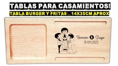 Tabla burger con grabado laser para boda wedding casamientos regalos souvenirs en internet