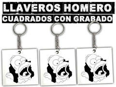 Pack llaveros HOMERO SIMPSONS cuadrados con grabado laser para regalos