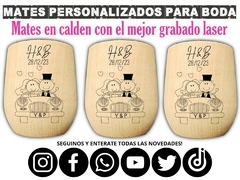 Mates de casamientos personalizados con grabado laser en internet