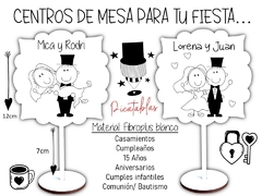 CENTROS DE MESA EN FIBROPLUS PARA TU FIESTA GRABADO LASER WEDDING en internet