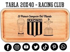 RACING CLUB DE AVELLANEDA - TABLA DE ASADO PICADA MERIENDAS 20X40 - REGALOS ORIGINALES DE CUMPLEAÑOS - comprar online