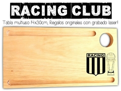 Racing Club tabla multiuso con grabado laser. Regalos originales y utilizables.