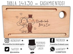 TABLA 14X30 CASAMIENTOS/BODAS - PICATABLAS GRABADO LASER