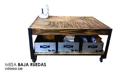 Mesa Baja con Rueda y Dos cajones - comprar online