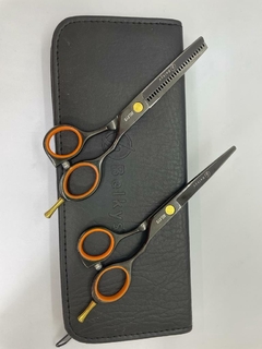 Set de Tijeras Belkys - Corte + Pulir Titanium Blue - Cod S015