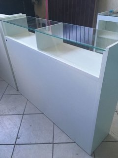 Balcão Caixa MDF branco com vidro superior - Ref 345 - loja online