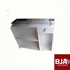 Balcão caixa MDF branco C/ Vidro Superior - Ref 56973