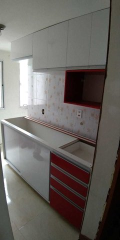 Conjunto de gabinete e armário para cozinha MDF Branco com vermelho.códCNJA