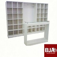 Kit móveis armários e balcão central MDF branco Ref: balc02