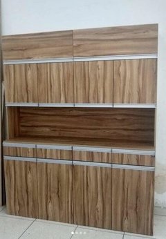 Gabinete cozinha e aéreo armario MDF Nogueira com portas e gavetas.cód 8483