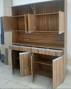 Gabinete cozinha e aéreo armario MDF Nogueira com portas e gavetas.cód 8483 - comprar online