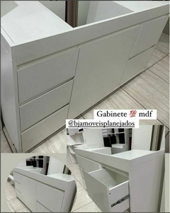 gabinete mdf branco com puxador cava