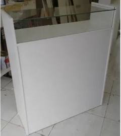 Balcão Caixa MDF branco com vidro superior - Ref 40922 - comprar online