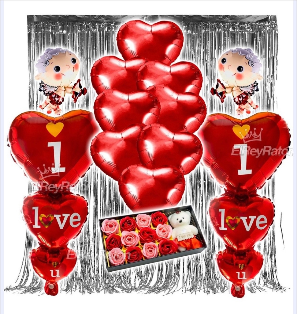 Kit Decoración San Valentin Amor Amistad Globos Rosas E25