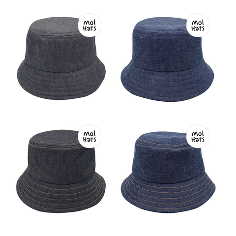 Sombrero tipo Piluso / Bucket / Pescador 100% Algodón Denim Jean