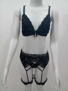 Conjunto Cinta Liga Preto Ref 419 Tamanho P - Dornelas