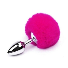 Plug Anal Com Rabinho De Coelho PomPom Cor Pink - Ref 5101 - Tamanho M