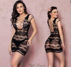 Mini Vestido Sensual Bodystocking – Yaffa Preto - Ref. Y4075