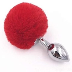 Plug Anal de Luxo com Pompom – Tamanho M Cor Vermelho Ref 5501