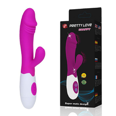 VIBRADOR RABBIT SNAPPY PRETTY LOVE SILICONE COM 30 MODOS COR ROXO Ref 5221