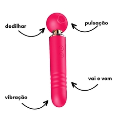 Vibrador Varinha Mágica com Vai e Vem 3 em 1 - Sexy Import Ref 7538