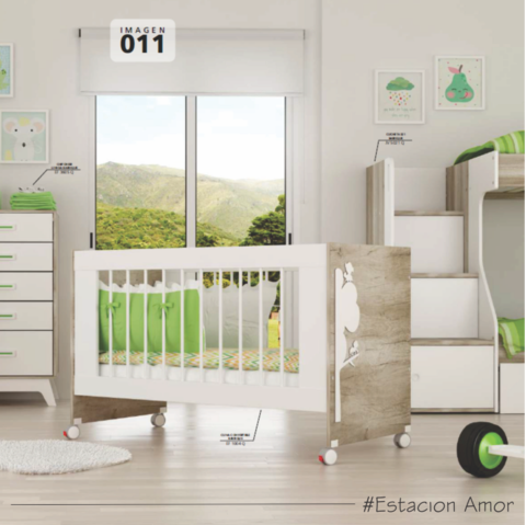 ✦ Cuna con ruedas Ekoss - Verde Limón Muebles