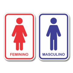 Kit 2 Placa de Sinalização Banheiros Feminino e Masculino 20x13 cm - comprar online