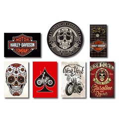 Kit 6 Placas Decorativas Moto + Abridor de Garrafas C/ Imã Harley Mdf - comprar online