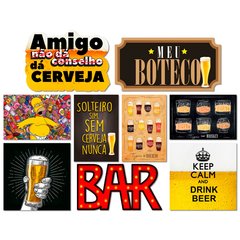 Kit 9 Placas Decorativas Cantinho Churrasco Bebidas Cerveja - comprar online