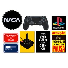 Kit 8 Placas Decorativas Geek Nerd Game Jogos - comprar online