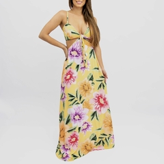Vestido Natália - Floral Exclusivo Amarelo - loja online