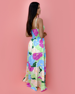 Vestido Camila - Floral Fundo Verde Lima - comprar online