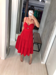 Vestido Jéssica Midi - Vermelho - comprar online