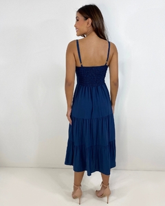 Vestido Jéssica Midi - Azul Marinho - Closet RC Atacado