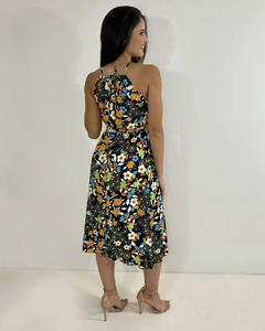 Vestido Isadora - Floral Colorido Fundo Preto na internet
