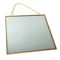 Espelho Quadrado Decorativo 17cm Dourado na internet