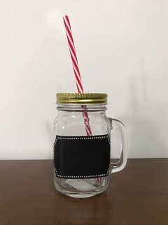 Caneca de Vidro Lousa com Canudo na internet