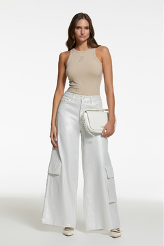 PANTALON RX WIDE LEG SILVER METALLIC