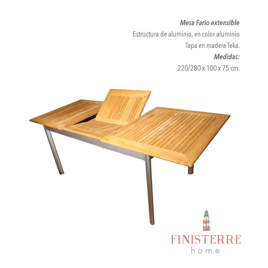 Mesa de jardín extensible en madera de teka